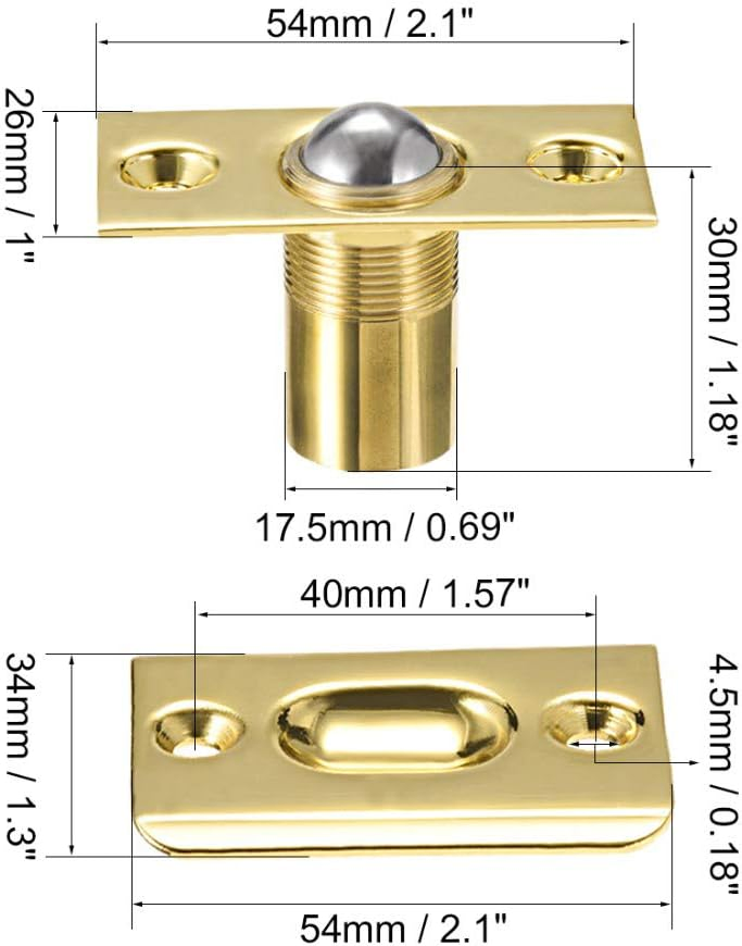 Mdmd-Gd Brass Adjustable Ball Catch, Gold Finish