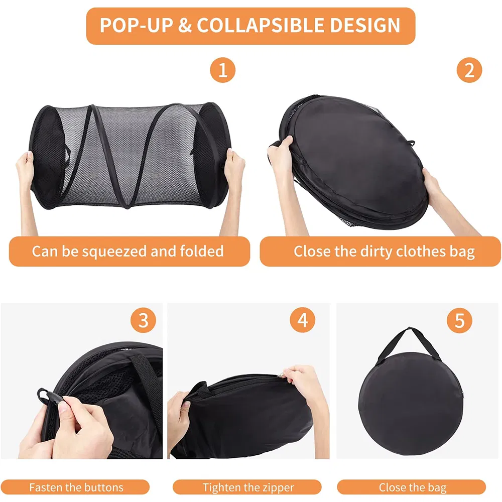 Collapsible Mesh Pop up Laundry Hamper for Clothes with Wide Opening