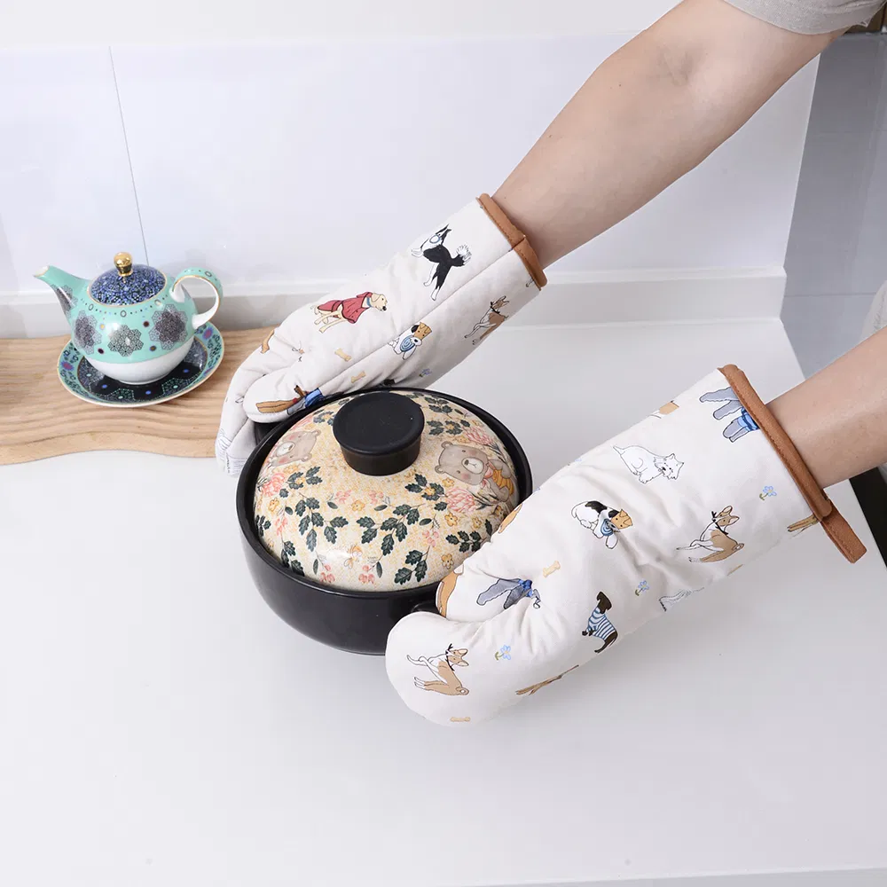 Factory Non-Slip Heat Resistant Jacquard Cotton Hemp Oven Mitt
