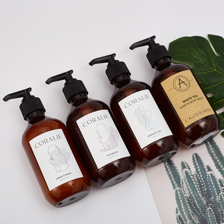 Custom Logo Luxury 300ml Big Bottle Hotel Bathroom Supplies Shower Gel Shampoo and Conditioner Kit