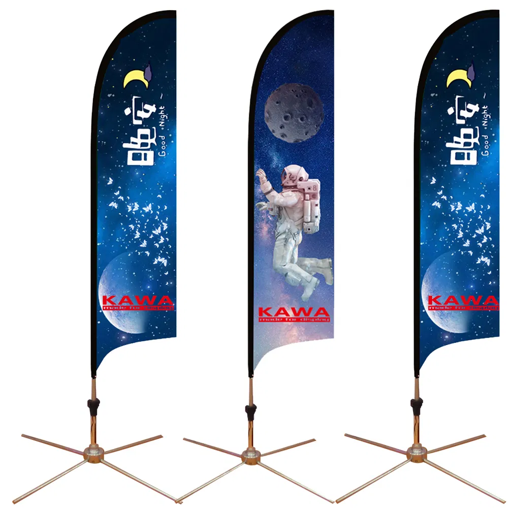 Custom Outdoor Advertising Feather Flag Signs Tear Drop Beach Flags with Post Spike Cross Base Banners Promote