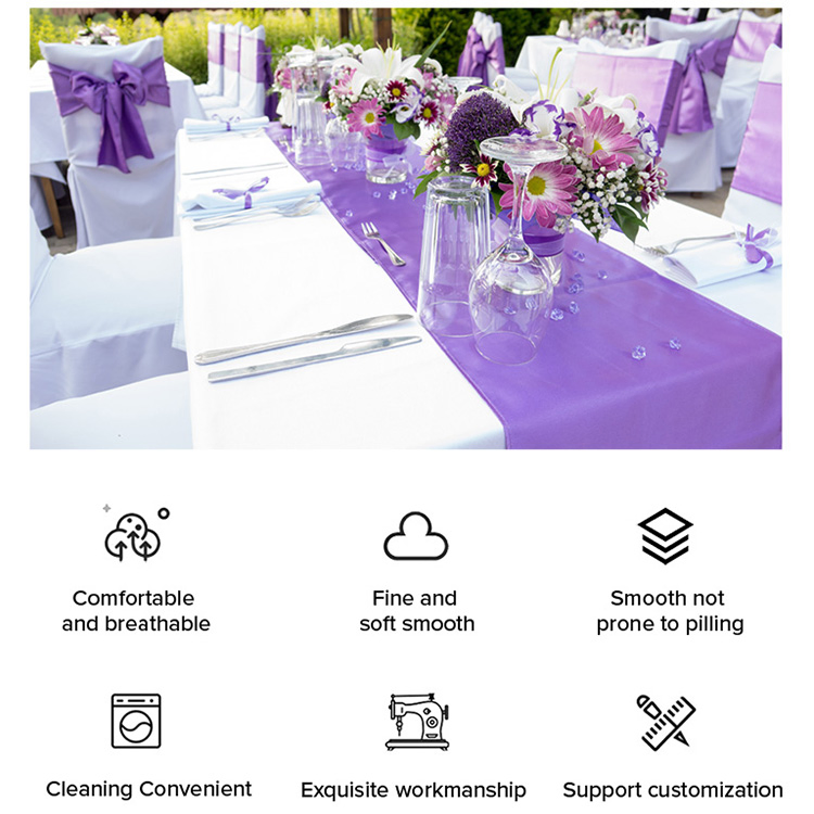 Chinese Custom Luxury Elegant Satin Table Runner for Wedding Events Party