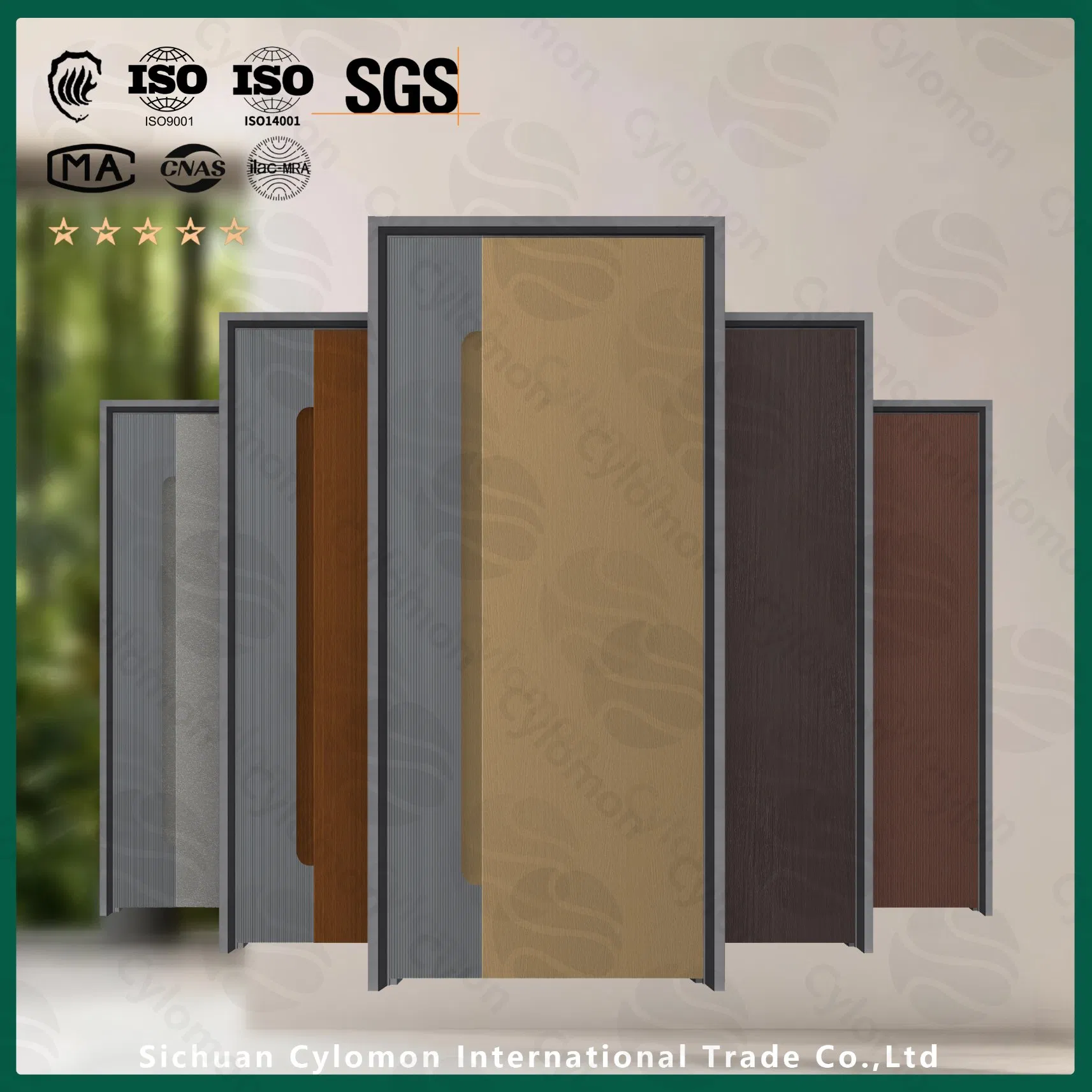 Reinforced Security Steel Door 100mm - Wood Grain Finish Wide Aluminum Grooved Panel 19-Point Locking System