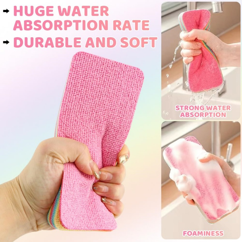 Rainbow Microfiber Cleaning Sponge: Eco Saver for Every Home