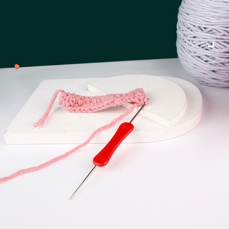 Double-Headed Crochet Hook with Colorful Plastic Handle Handmade DIY Wool Knitting Tool