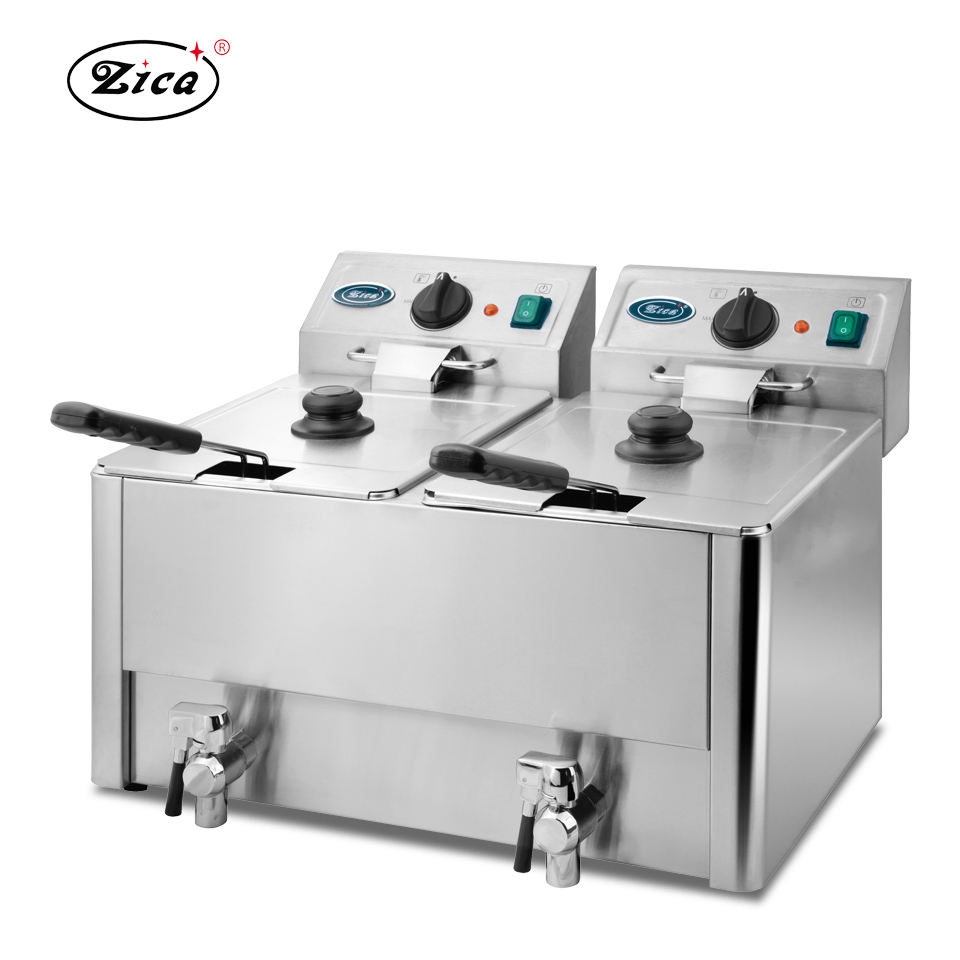 HDF-8+8 Commercialelectricalstainless Stee Deep Fryer, Double Tank 8+8 Liter Oil Capacity