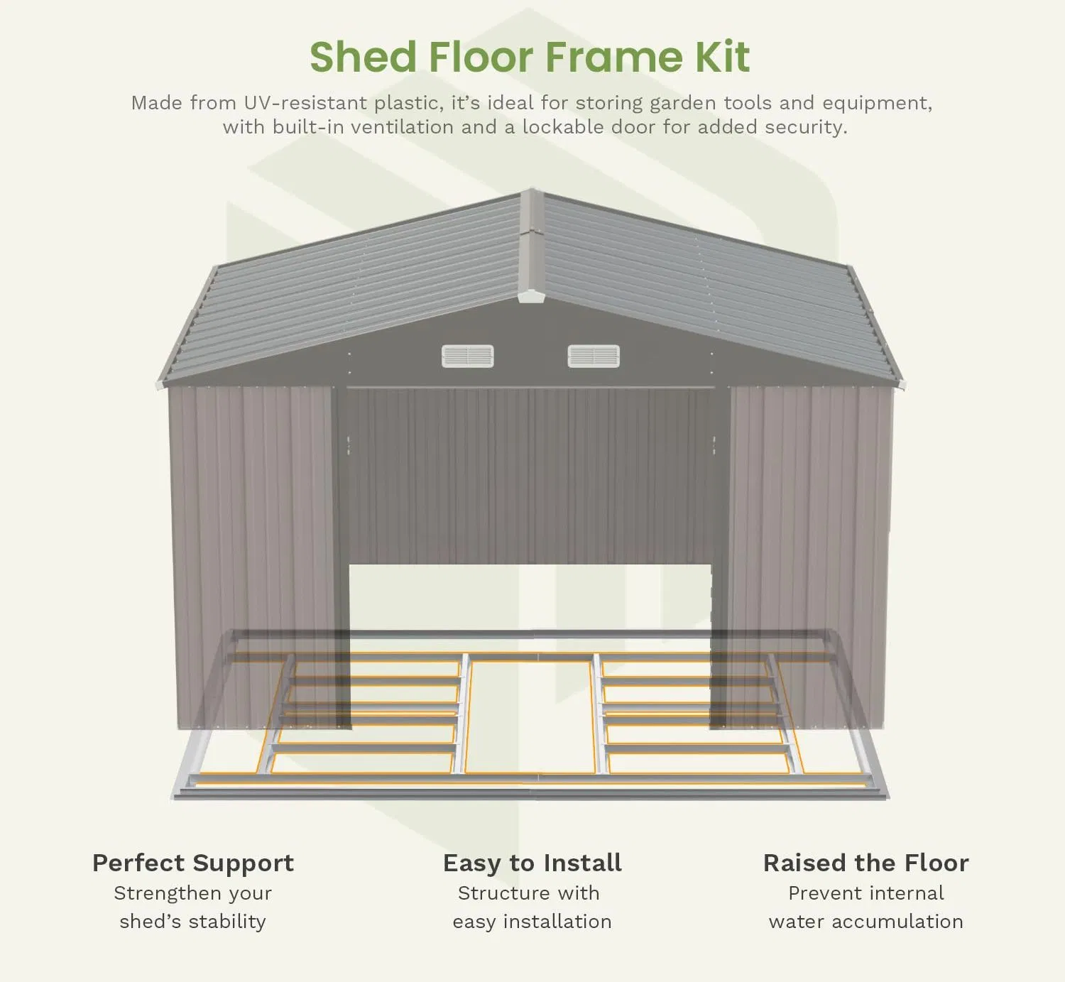 10 X 12 FT Metal Storage Shed for Outdoor with Floor Frame