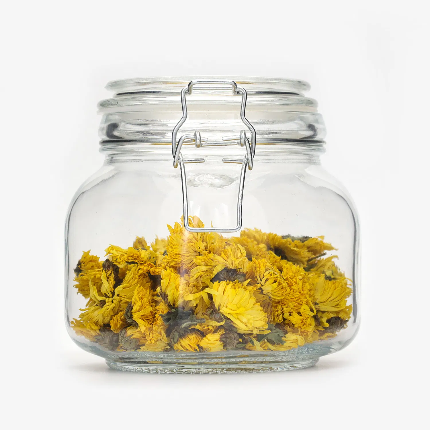 Flower Tea, Pickles, Coarse Food Grain Storage Glass Jar with Clip Cap