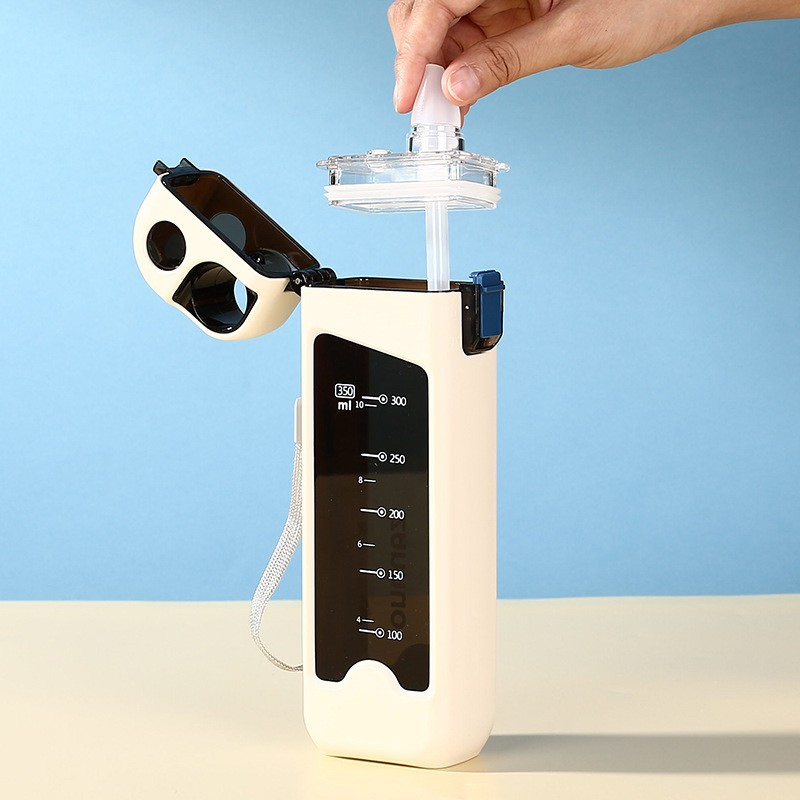 Square Sports Water Bottle High Aesthetic Portable Adults Large Capacity Plastic Straw Cup