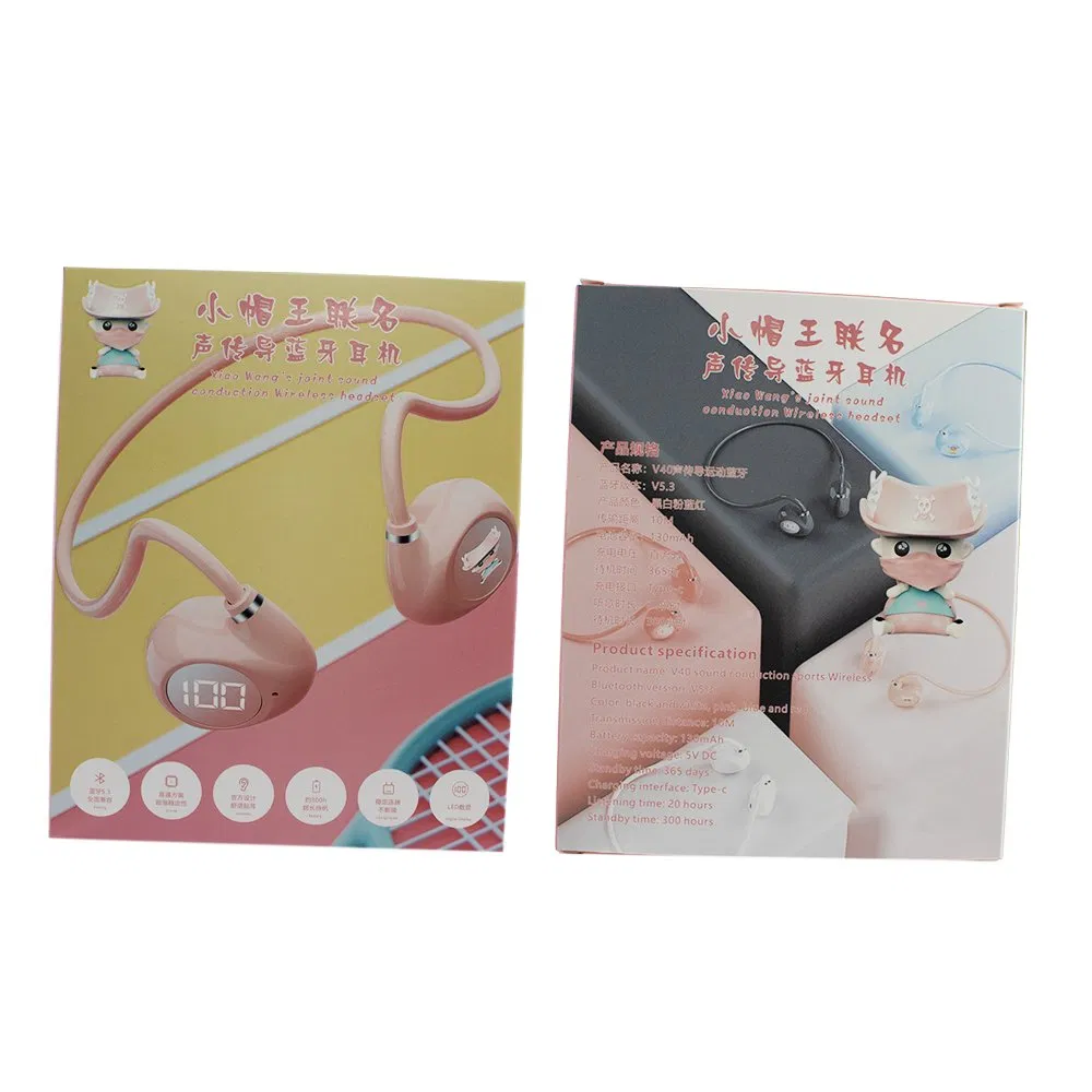 2024 New V40 Bone Conduction Headphones Wireless Neckband Earphones Sport Headset Tws TF Card Open Ear Gamer Earbuds Custom Logo