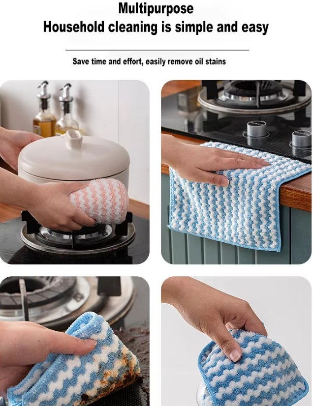 Microfiber Coral Fleece Towels Soft and Absorbent Gentle on Delicate Skin Kitchen Cleaning Cloth