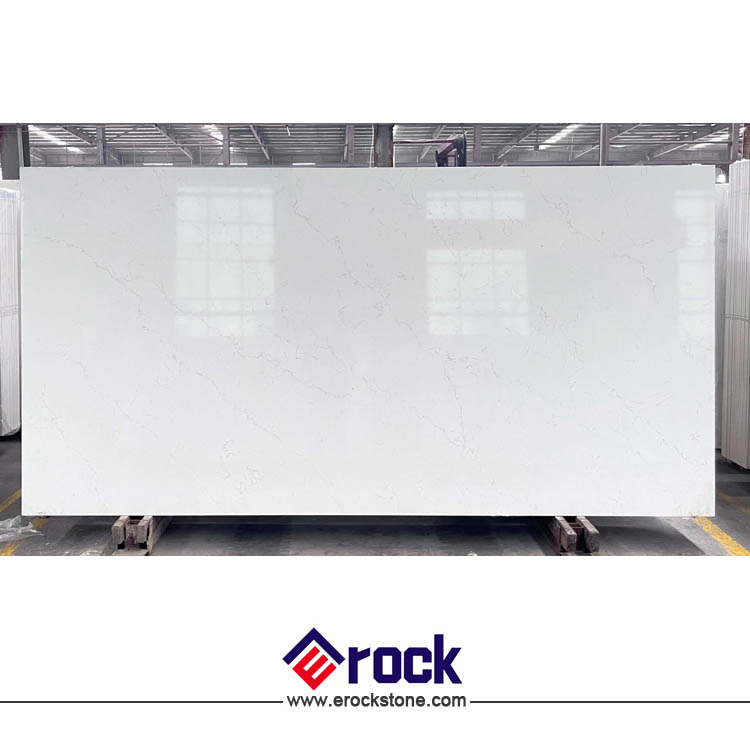 White Bianco Carrara Marble Polished Artificial Quartz Stone for Countertops