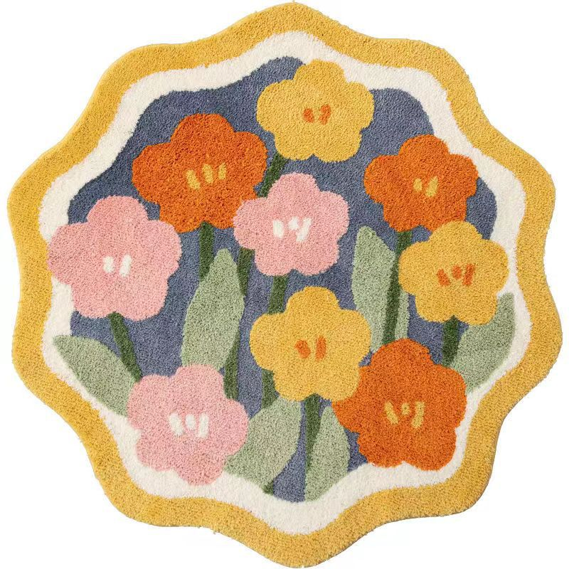 Living Room Bedroom Flower Shaped Kids Floor Mats Fluffy Carpets