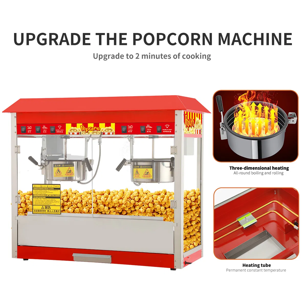 Large Capacity Double Pot Popcorn Machine