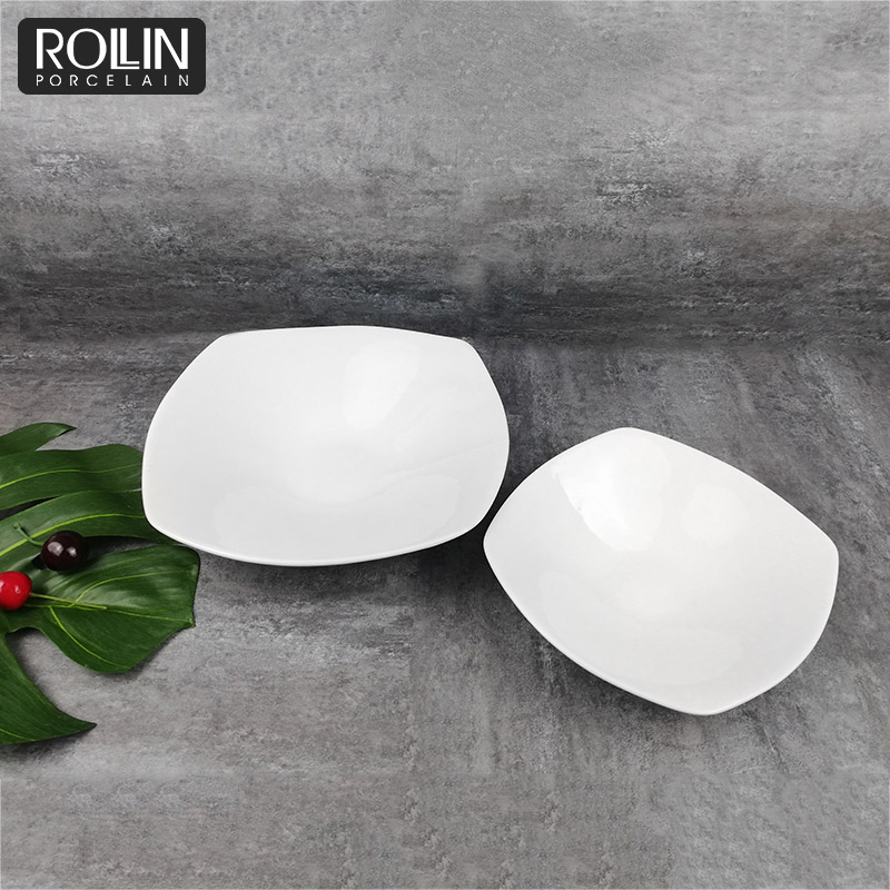 Wholesale Square Nice Porcelain Shallow Square Salad Bowl
