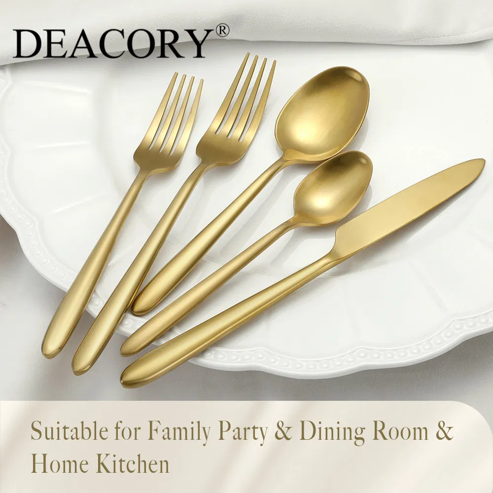 Restaurant Grade Gold Like Flatware with Pointed End for Easy Use