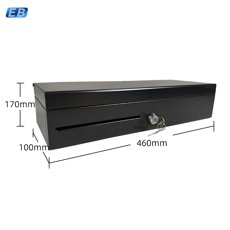 CB-170 Compact Flip-Top Cash Drawer Box for Store Pos System 6 Bills/8 Coins Durable Metal Build and Key Lock System