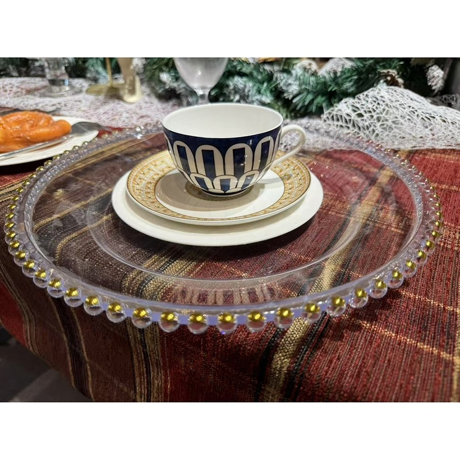 Quality Assured 32X3.3cm Dimensions PP Material Plastic Disposable Fine Dining Charger Plate