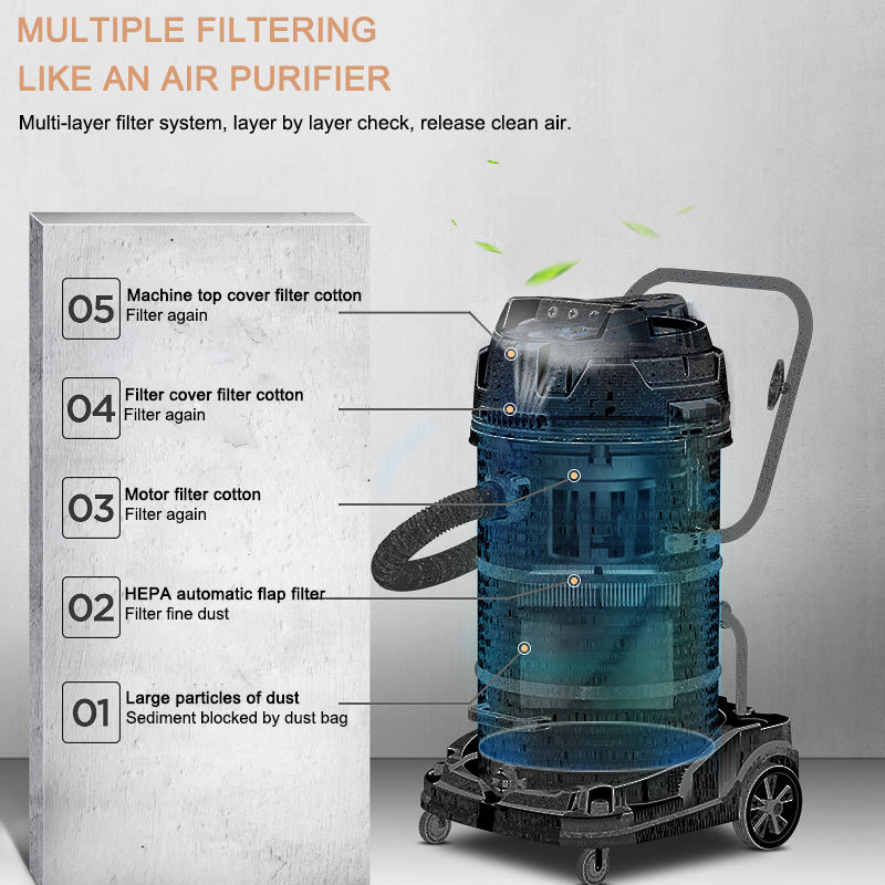 Jienuo 301t 100L/26gal High Power 3000W Stainless Steel Tank Vacuum Cleaner Heavy-Dust Large Vacuum Cleaner Industrial Vacuum Cleaner Wet and Dry