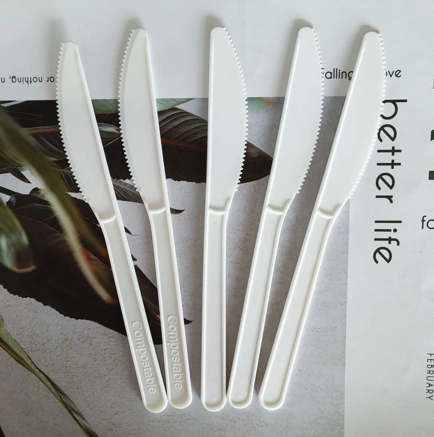 Biodegradable Flatware 100% Eco Compostable Knives Cpla Fork Spoon Tableware Set