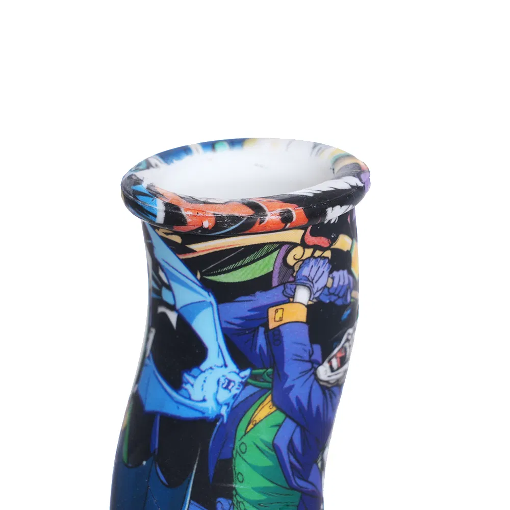 Flexible Unbreakable 10" Printed Curved Neck Silicone Water Pipe