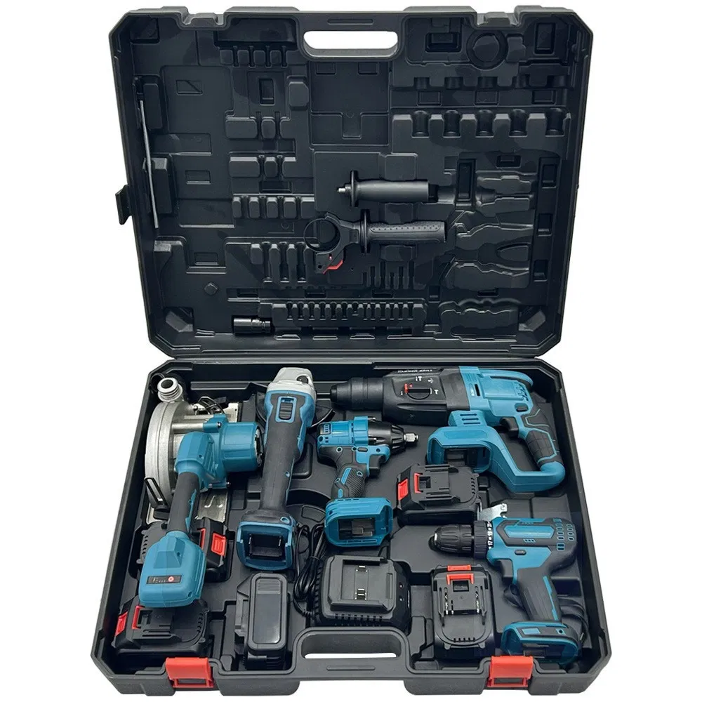 High-Power Brushless Tool Set 5-in-1 Portable Cordless Combo with Lithium-Ion Batteries