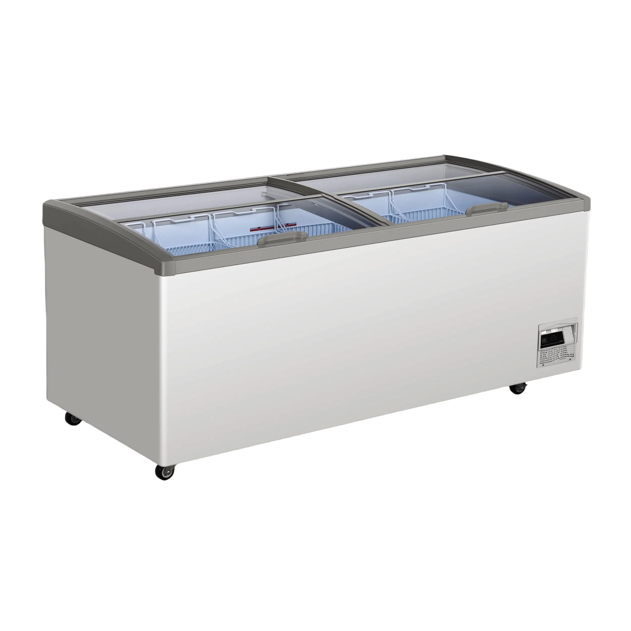 Supermarket Commercial Sliding Bilateral Glass Door Ice Cream Refrigerator Freezer