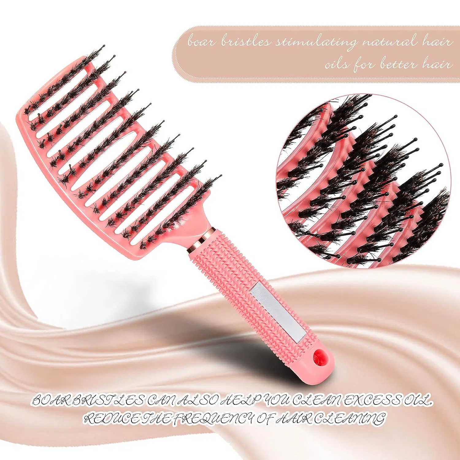 Boar Bristle Hair Brushes Curved and Vented Hairbrush Detangler Curved Hair Brushes
