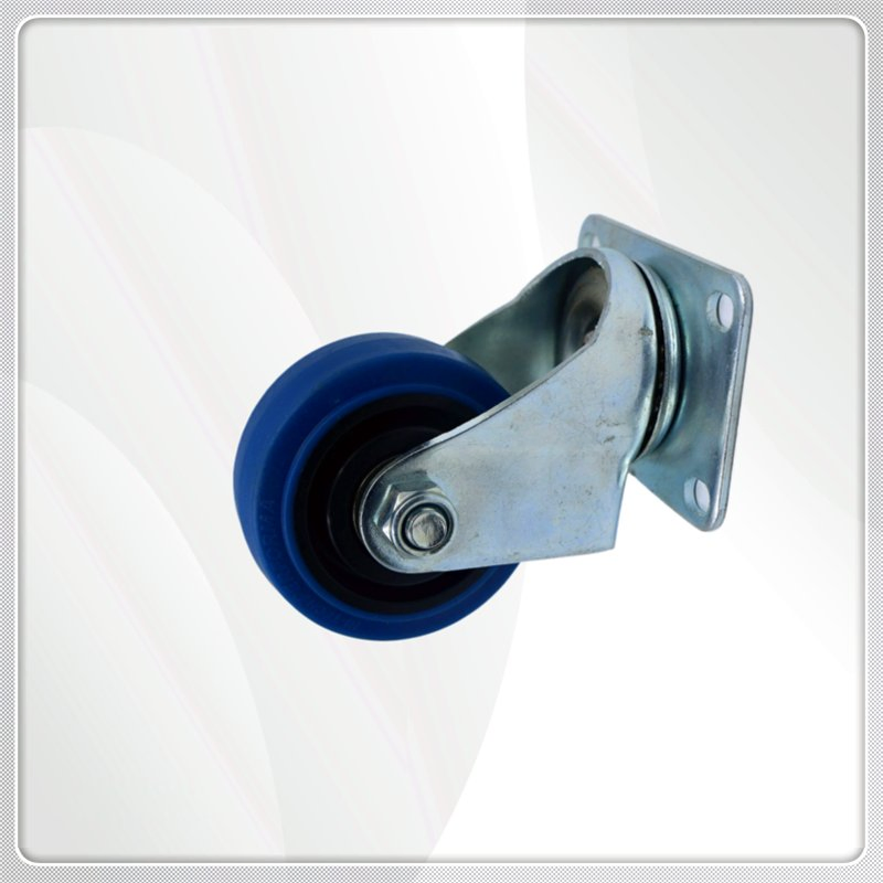Industrial PU Casters Manual Trolleys Medium-Sized Blue Industrial Equipment Wheels Casters