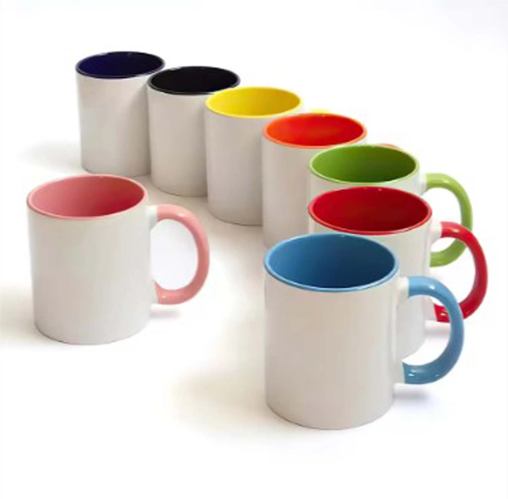 Premium AA Grade Two Tone Sublimation Mugs with Colored Inner Handle