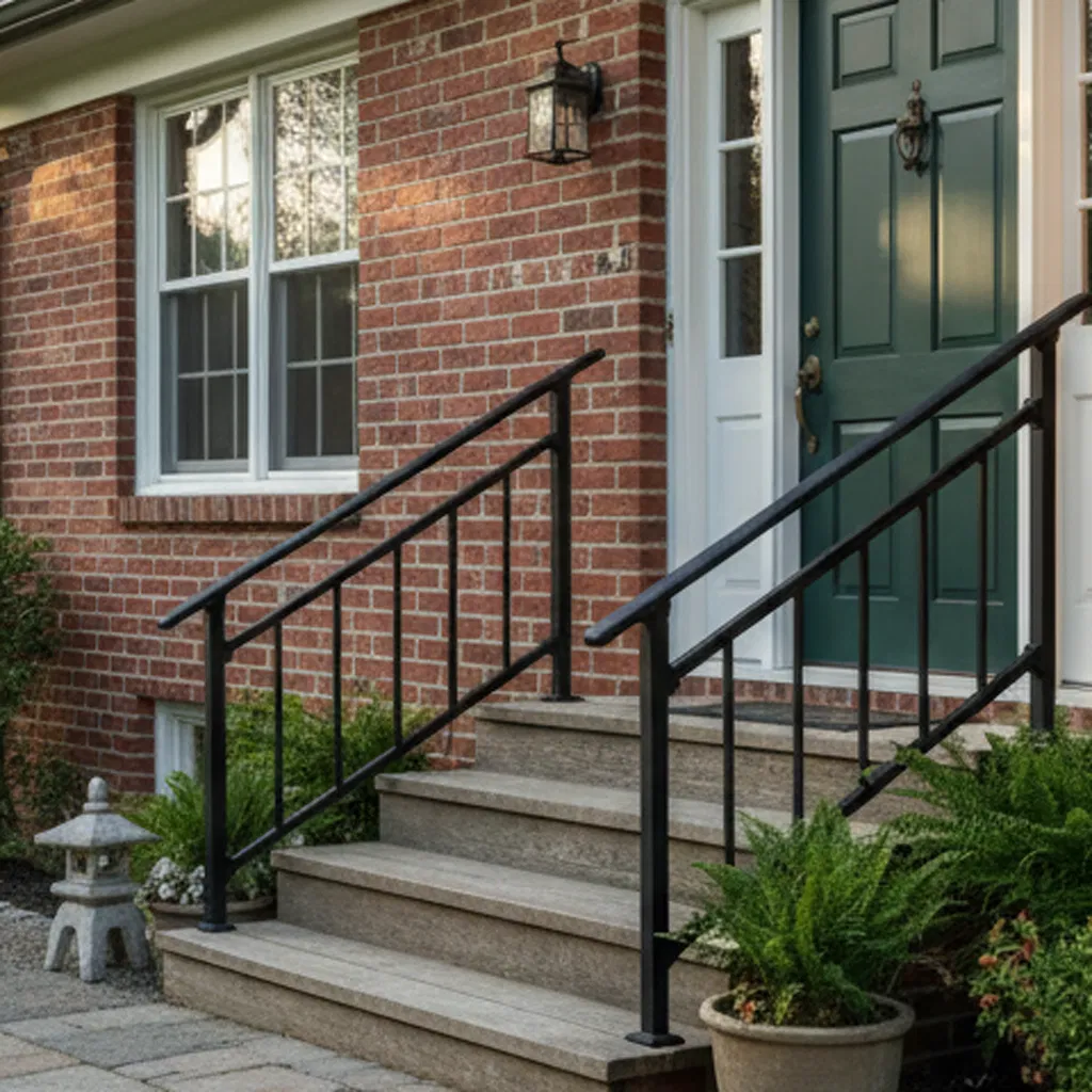 Sandblast Black Outdoor Handrail for Durable Staircase and Flat Use