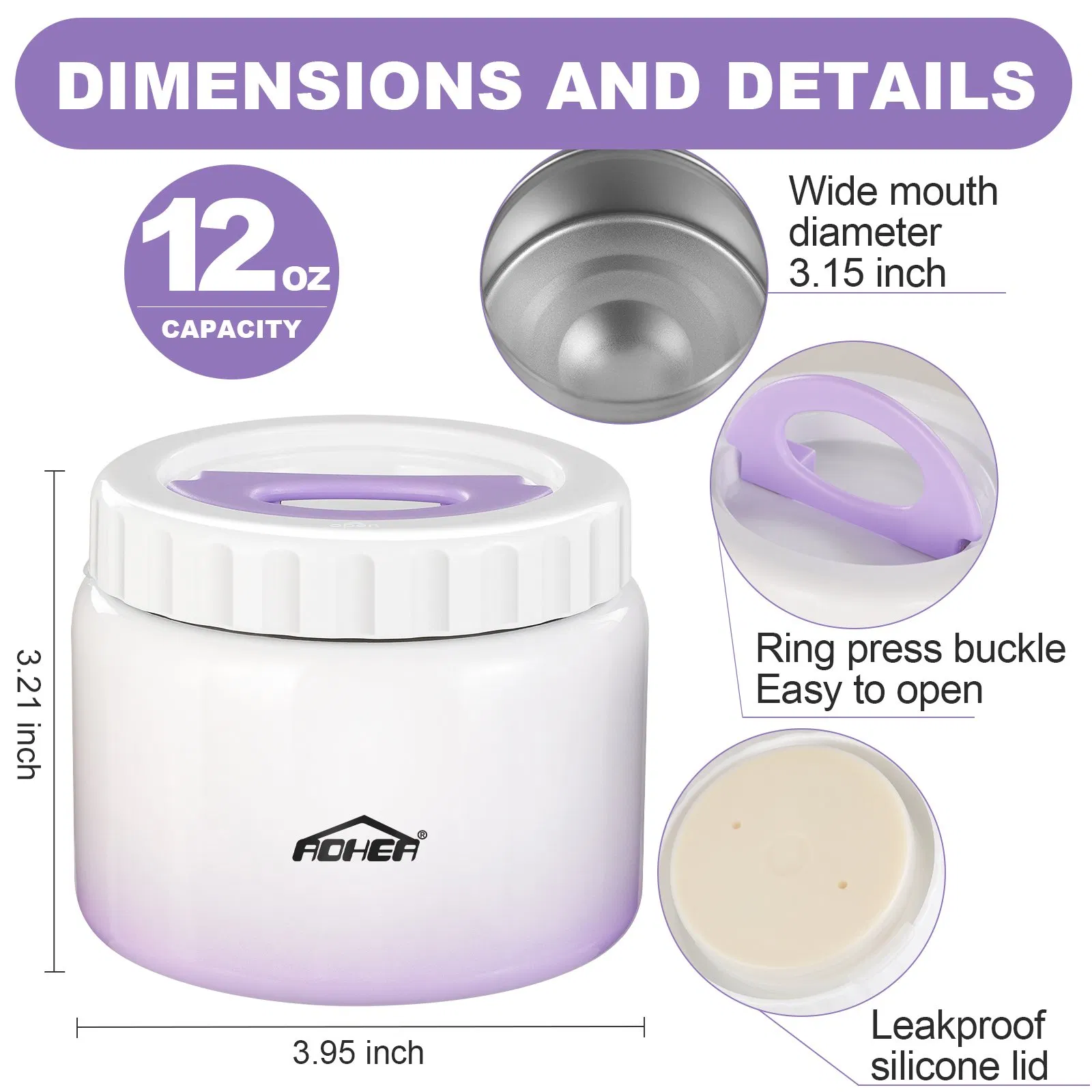 Aohea 304 Stainless Steel Material Leak-Proof Soup Container for Kids