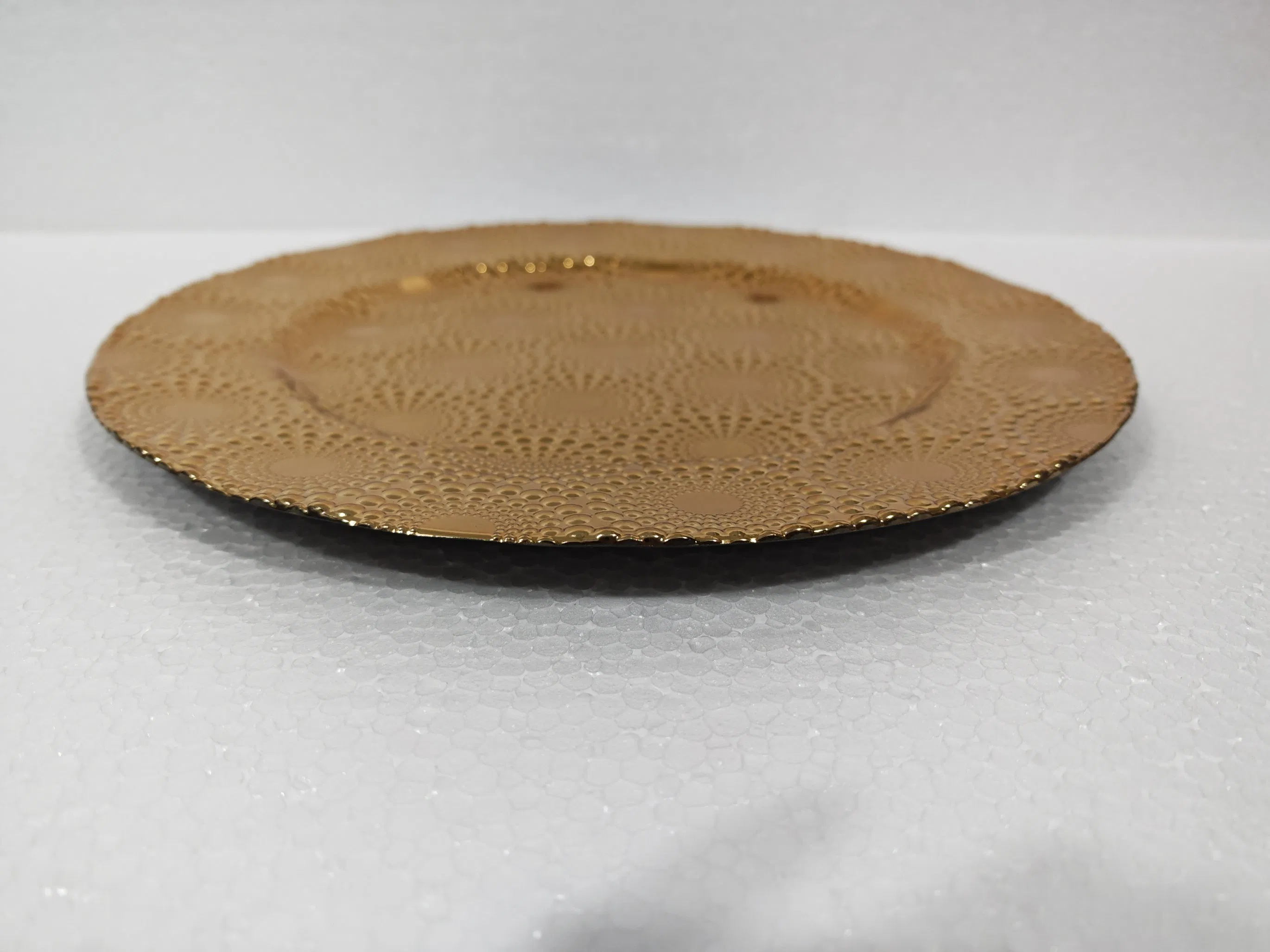 330g Wedding Party Gold Ripple Grid Plate with Wholesale Price