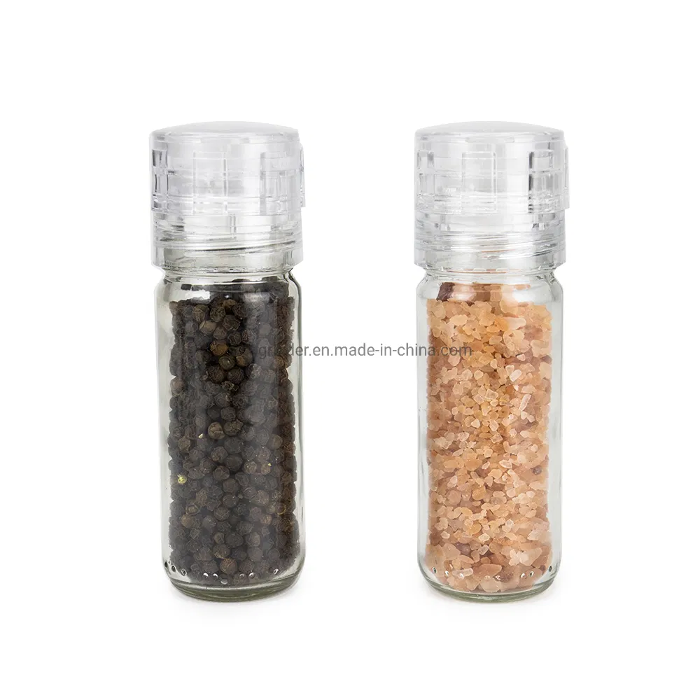 Amazon Supplier Domestic Manual Glass Bottles Dry Spice Grinder Lid Salt and Pepper Grinder
