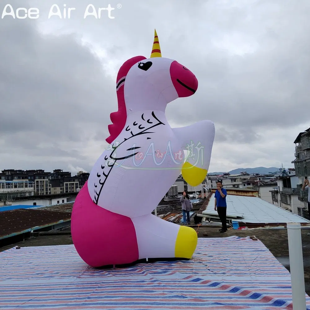 5m H Inflatable Unicorn Cartoon Model Party Decorative Unicorn Animal Balloon with Logo for Stage or Event Decor