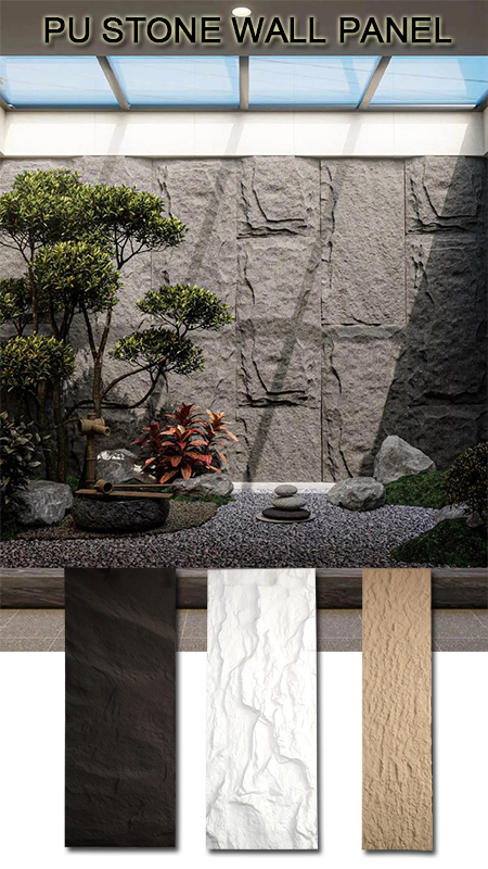 Flexible Polyurethane Stone 3D PU Stone Sheets Panel Tile for Wall Decoration