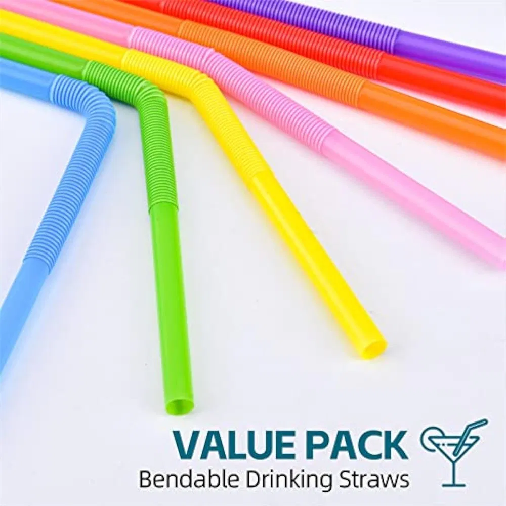 China Manufacturer Wholesale Biodegradable Disposable Plastic Popular Flexible Multicolor Atistic Drinking Straw for Coffee Shop