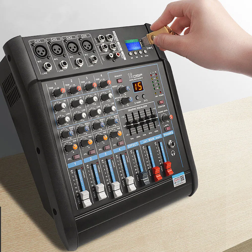 Professional Audio Mixer with High-Power Amplification for Events