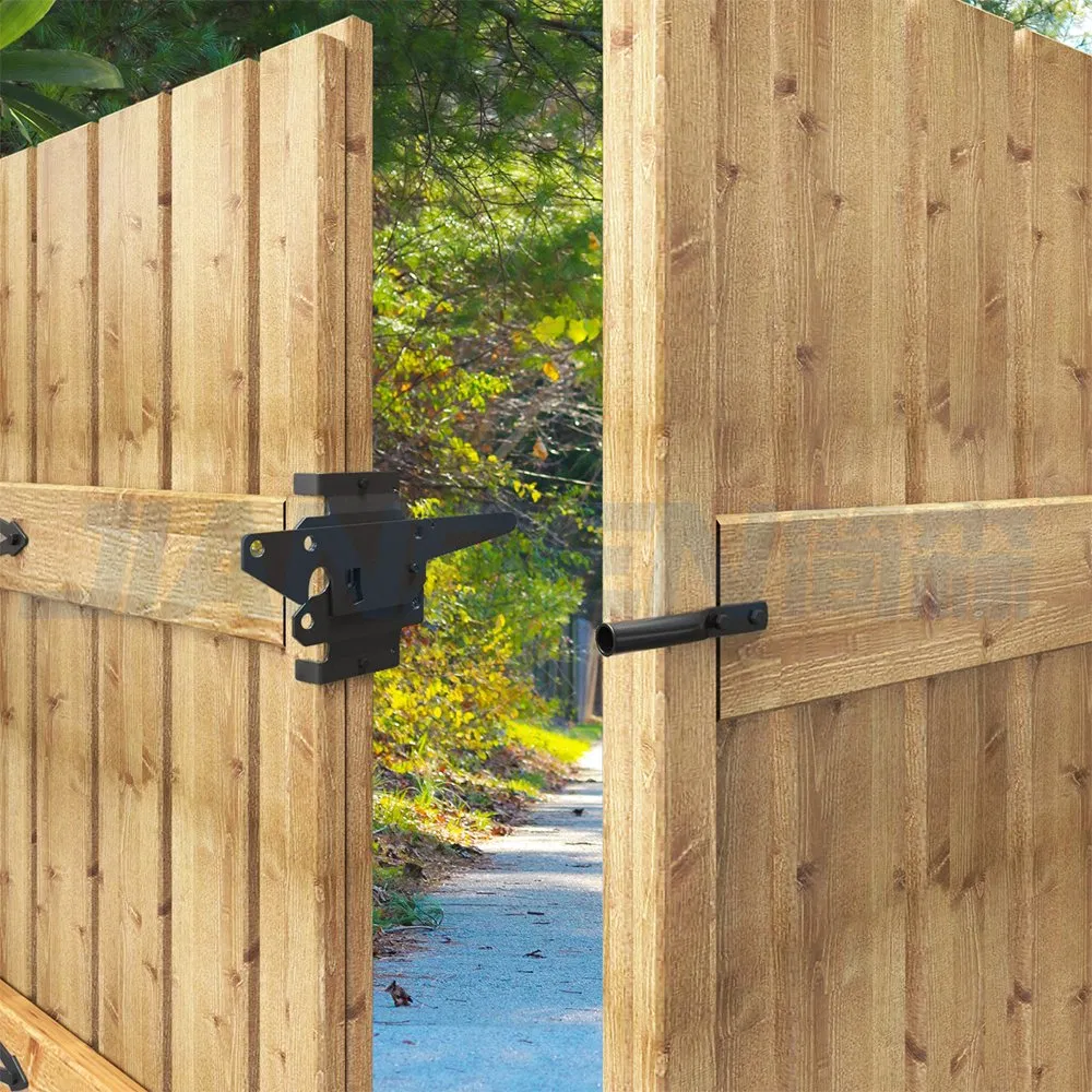 Us Local Stock Black Carbon Steel Adjustable Self Locking Spring Fence Gate Lock Latch