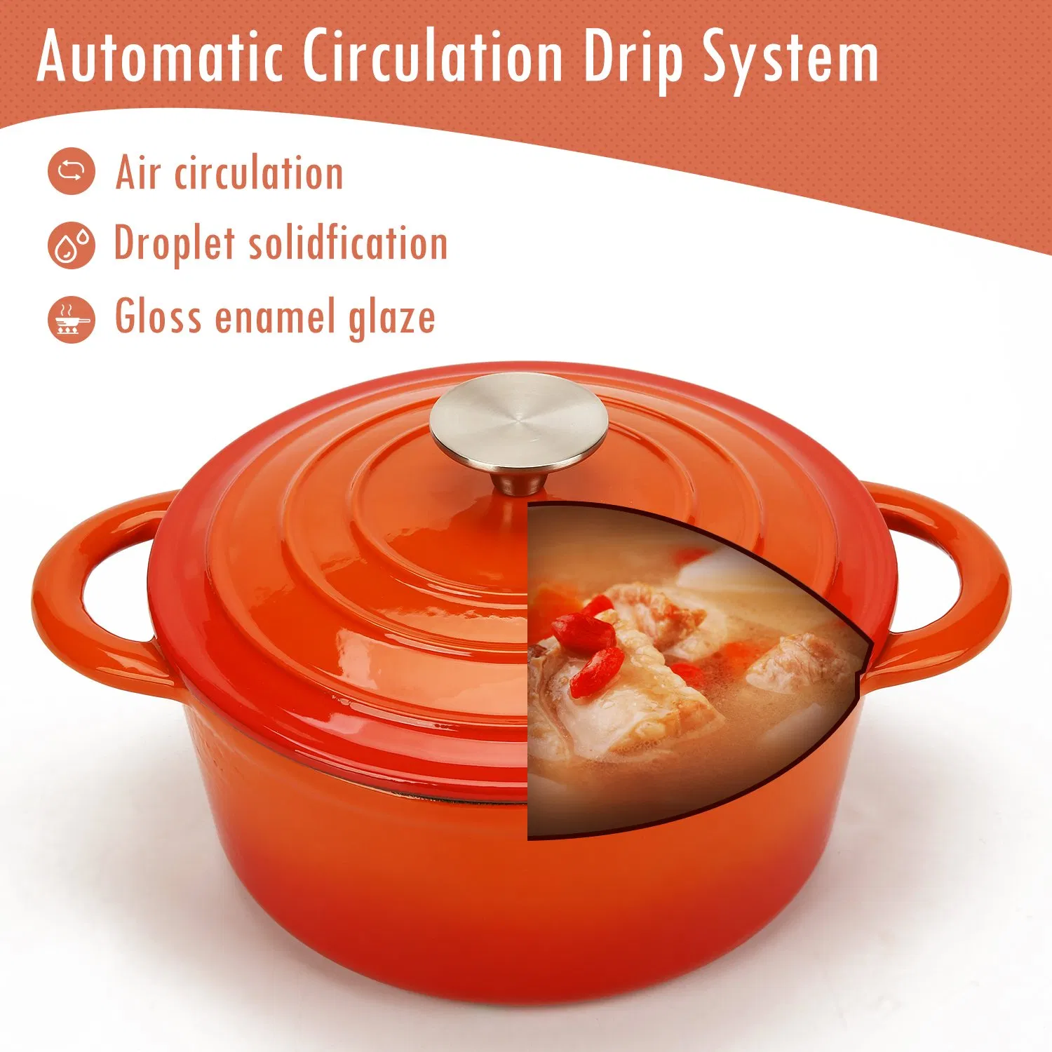 Чугунная кастрюля-голландка Cookwin 2.8 кварт, эмалированная