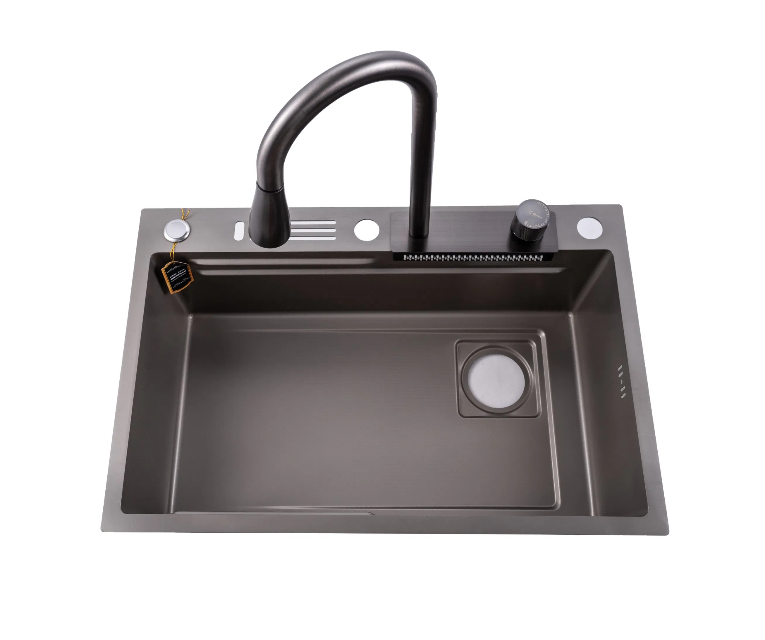 Multifunction Black Waterfall Rainfall Single Bowl Handmade Kitchen Sink Stainless Steel Sink Kitchen Sink