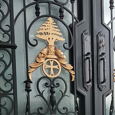 Modern Elegant Ornamental Front Entrance Finished Customized Iron Door