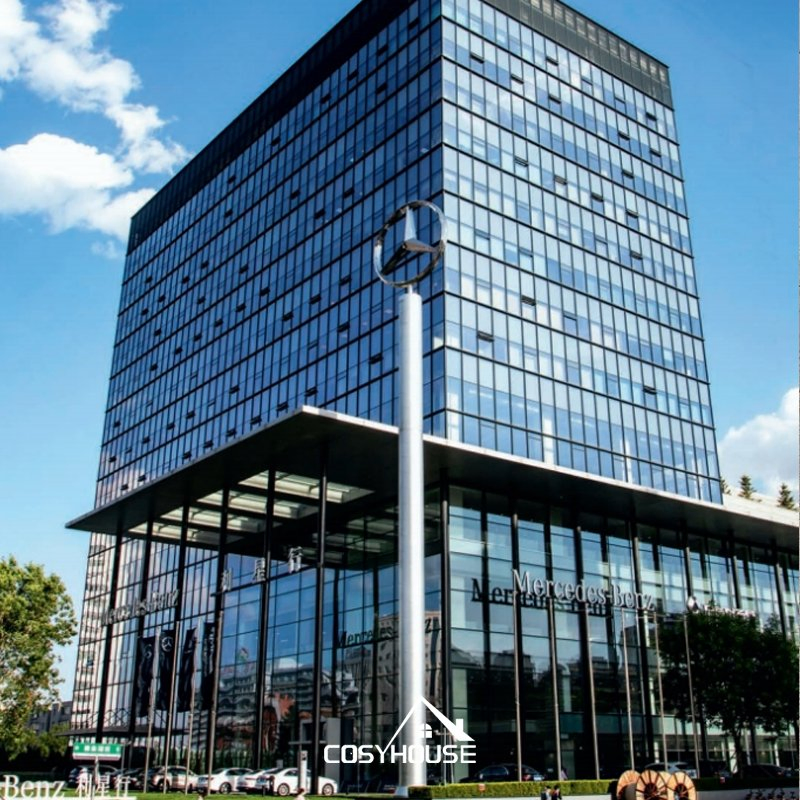 Unitized Glass Curtain Wall System for High Rise Building Project