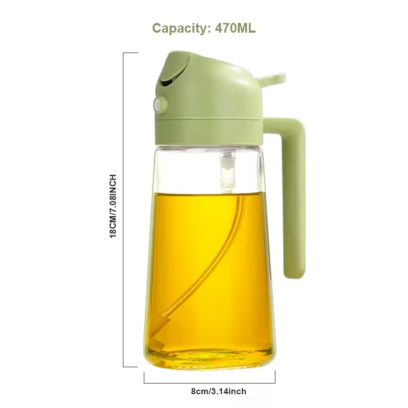 470ml 600ml Mist 2 in 1 Olive Oil Dispenser Bottle Kitchen Glass Oil Spray Bottle Oil Sprayer for Cooking