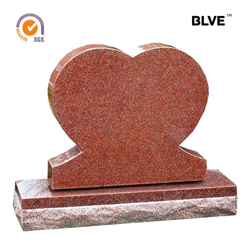 Factory Supply Antique Classic Natural Stone Carving Red Heart Headstone Mty-11