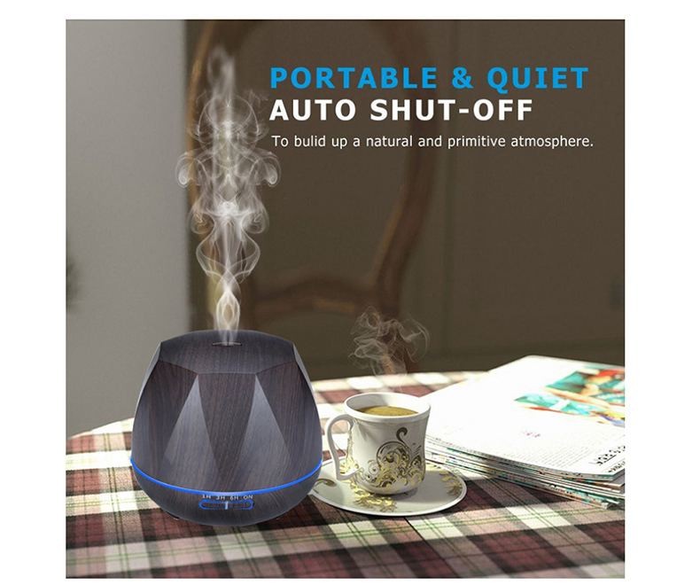 500ml Wood Grain Home Electric Rechargeable Essential Oil Aroma Fragrance Diffuser with RGB LED Light