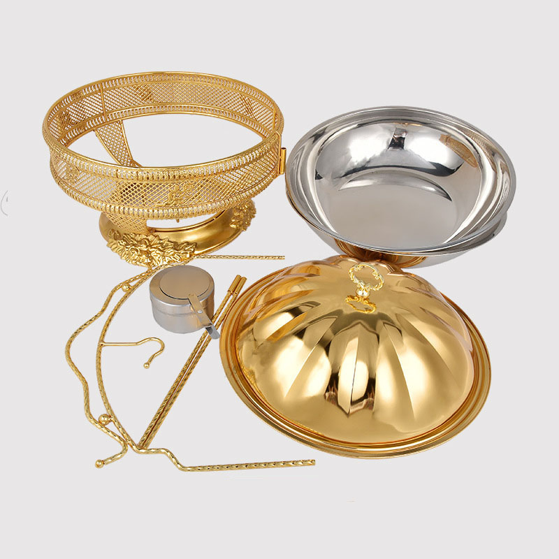 Stainless Steel Alcohol Stove Lace Gold Hotel Breakfast Buffet Burner Chafing Dish Heater