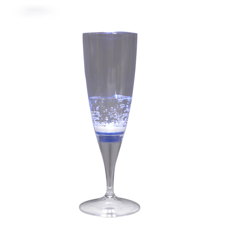 Plastic LED Wine Champagne Flute Cup Multicolor Water Liquid Activated Flashing Light up Cup Blinking Cocktail Whisky Drinkware Glow Mugs for Wedding Bar Club