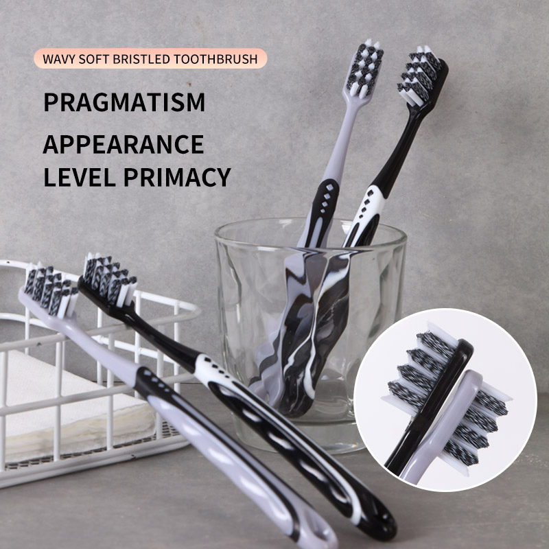 Wavy Design Hard Bristle Adult Toothbrush for Stains Cleaning