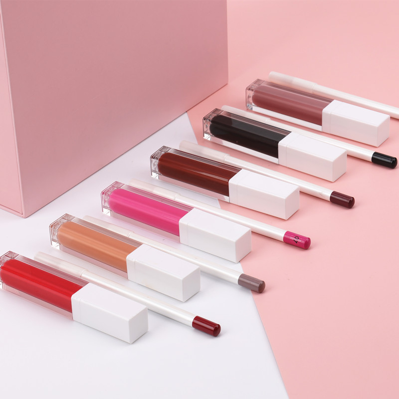 21 Color White Box Lip Gloss Lip Pencil Set Private Label Cosmetics Custom Bulk Makeup